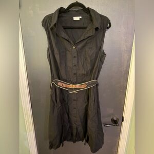 Black Sleeveless Dress with Belt